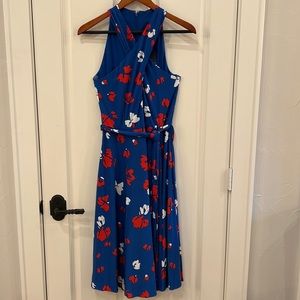 Tahari by Arthur S. Levine Blue Dress With Red/White Flowers New With Tags Sz 6